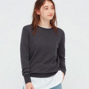 Sz S Dark Grey Uniqlo Merino Crew Neck Sweater